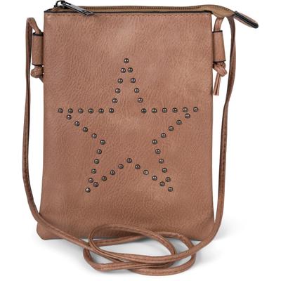 Mini Bag STYLEBREAKER "Mini Umhängetasche mit Nieten Stern", Damen, Gr. B/H/T: 14cm x 19cm x 1,2cm Einheitsgröße, braun, 100% Polyurethan PU. Futter: 100% Polyester PES., unifarben, Taschen