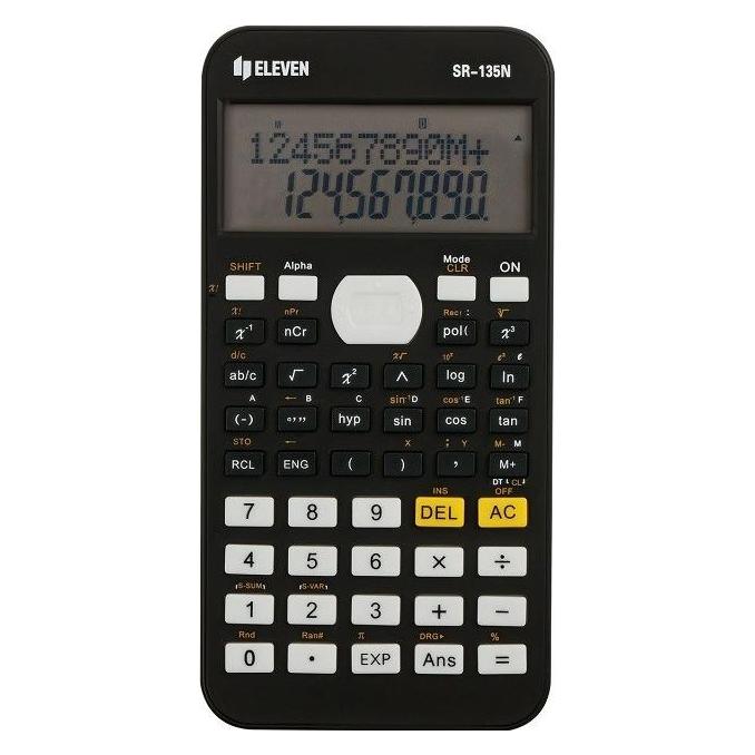 Eleven Taschenrechner SR-135N, schwarz, school (Batteriebetrieb, Solarenergie) (Eleven SR-135N)