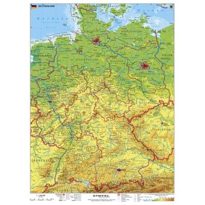 Deutschland physisch, Karte von Heinrich Stiefel, Stiefel Eurocart, 978-3-929627-46-6