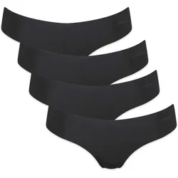 Sloggi Damen String, 4er Pack - Zero Microfibre 2.0 Hipstring, Mikrofaser, einfarbig Schwarz / L