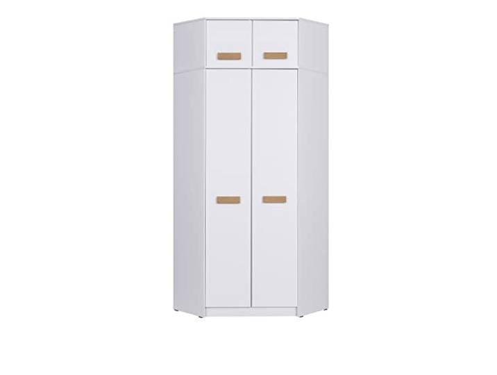 Design Möbel Eckkleiderschrank Gustavo Mit Schrankerweiterung 40 cm - Holz Schlafzimmer Kinderzimmer Kleiderschrank - Weiß Eiche Riviera 91x195x91 cm