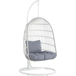 HÄNGESESSEL mit Gestell Flechtseil weiß 102 cm Allera
