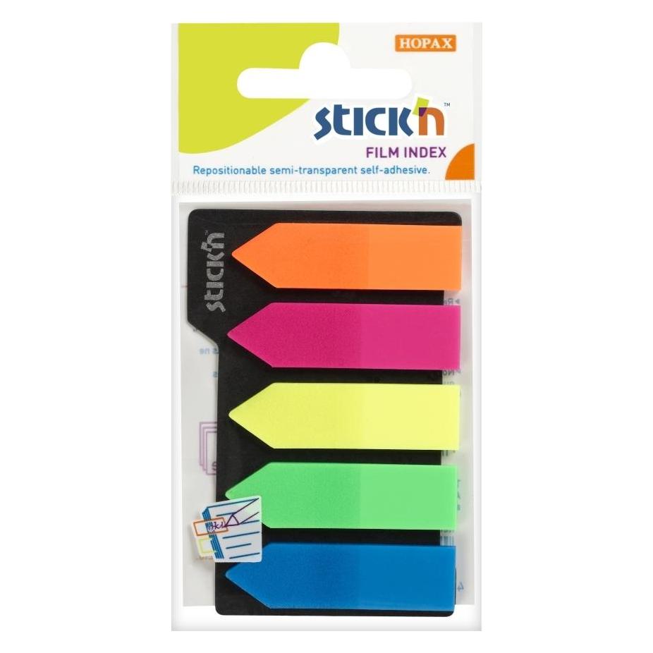 B.N.T. Registerkarten Stick'N PP 5 St. Neonfarben 45x12mm 5x25Stk/Packung - (125 St.) (526000)