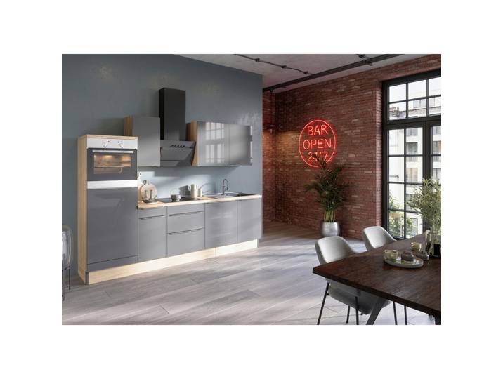 Optifit Küchenleerblock, Anthrazit, Eiche, nur wie online abgebildet bestellbar, 270 cm, Made in Germany, DIN EN ISO 14001, DIN EN ISO 50001, DIN EN ISO 9001, Zusatzausstattung erhältlich, höhenverstellbare Füße, Küchen, Küchenzeilen & Küchenblöcke, Küchenzeilen ohne Geräte