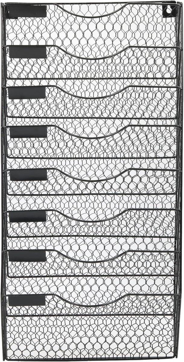 Allecta Muurzak bestandhouder en postorganisator - 8-laags A4 kippengaas - Zwart