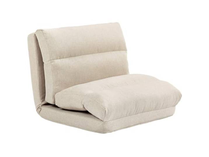 HOMCOM 3 in 1 Schlafsessel Klappbar mit Bettfunktion Leinenoptik Beige Schlafsofa, Umwandelbar Gästebett, Gepolstert Klappsessel, Klappmatratze, Bodensessel, für Wohnzimmer Schlafzimmer