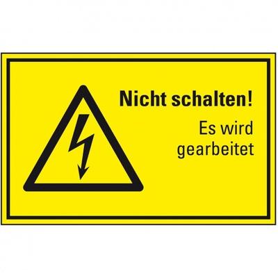 Schild I Masch.Hinweisschild Warnung elektronische Spannung Nicht schalten!..., Kunststoff, 300x200mm