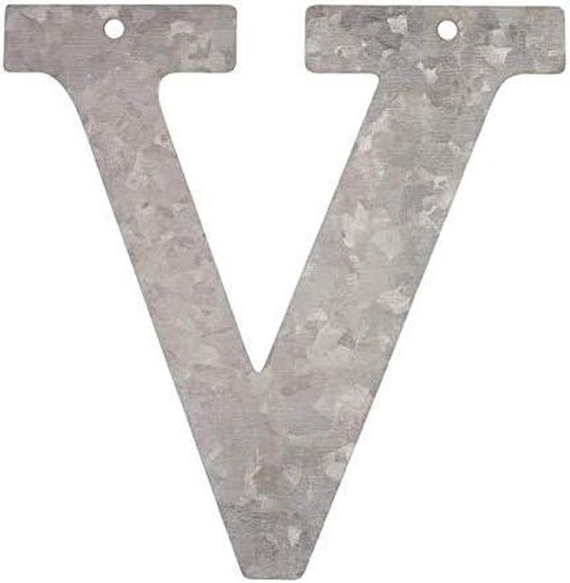 Zilverkleurige metalen letter V voor decoratie, Hoogte: 12 cm