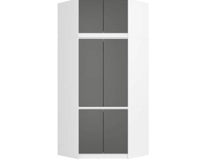 BDW Schlafzimmer Eckschrank mit Verlängerung - Elegant und funktionell - Großes Fassungsvermögen - Vielseitiger Stil - Einfache Montage - 100 cm - 6 Türen, 9 Einlegeböden - Weiß/Grau