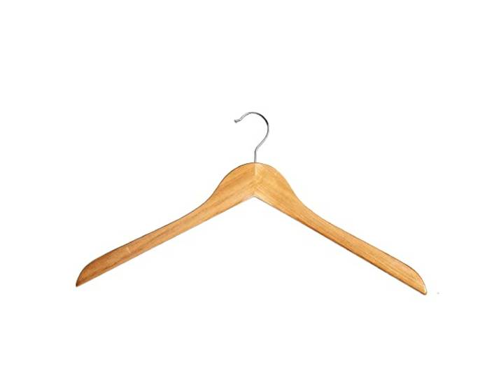 Kleiderbügel ohne Steg Holzbügel Bügel Textilbügel Garderobenbügel Natur lackiert 44 cm drehbarer Haken Stabiler Bügel (100 Stück)