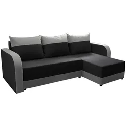 ECKSOFA Hawana Schwarz/Grau Alova 14+15