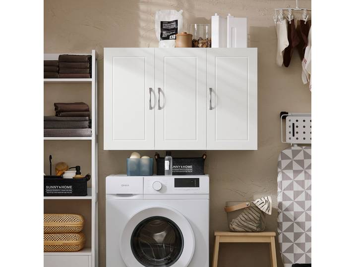 SoBuy FRG231-L Armoire suspendue Armoire de salle de bain Armoire murale suspendue avec étagère réglable Salle de bain cuisine salon 90x60x30 cm