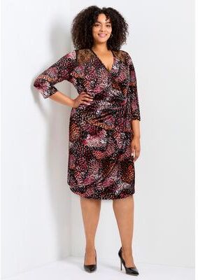 Plus Size Women's Deanna Wrap Lace Dress by Avenue in Painted Feather (Size 14)