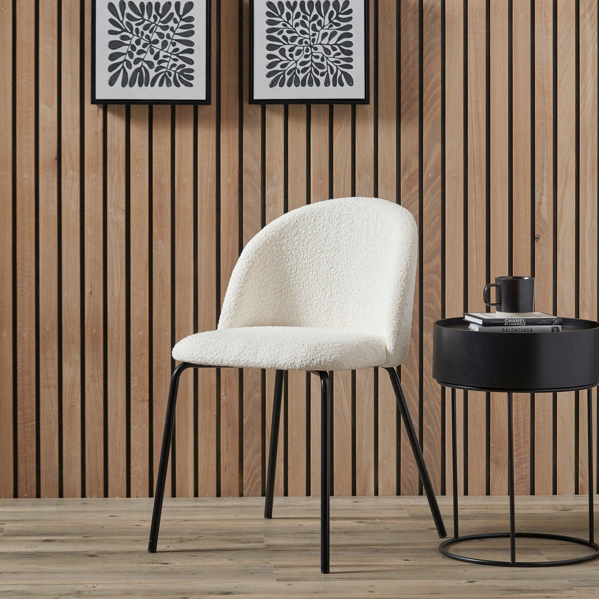 Pacific Lifestyle - Turi Bouclé Fabric and Black Metal Dining Chair