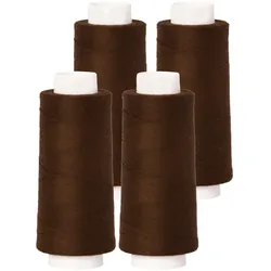 buttinette Overlockgarn im 4er-Pack, Stärke 120, 2500m-Spule, braun