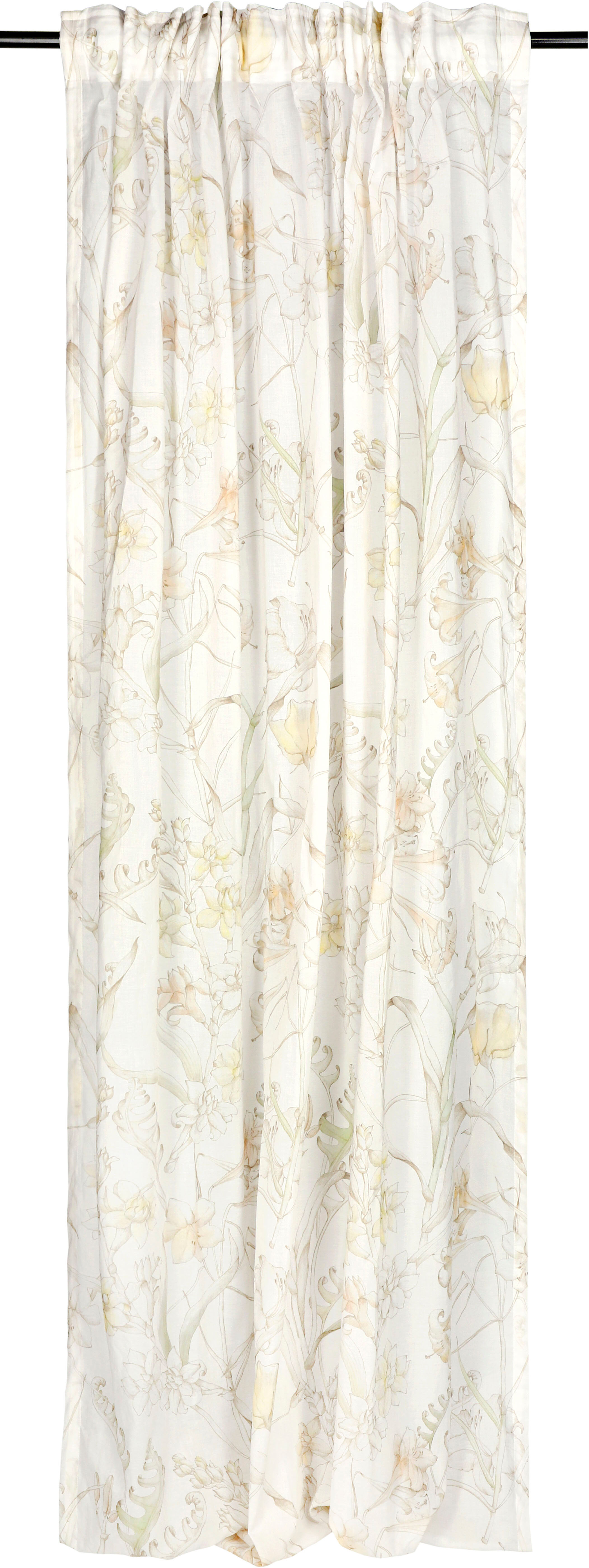 Gardine "Lovely", weiss (lindgrün), B:135cm H:250cm, Baumwolle, Polyester, SCHÖNER WOHNEN-KOLLEKTION, Gardinen, Gardine, Vorhang aus weich fliessendem, lichtdurchlässigem Material lindgrün 250cm, verdeckte Schlaufen, 135cm