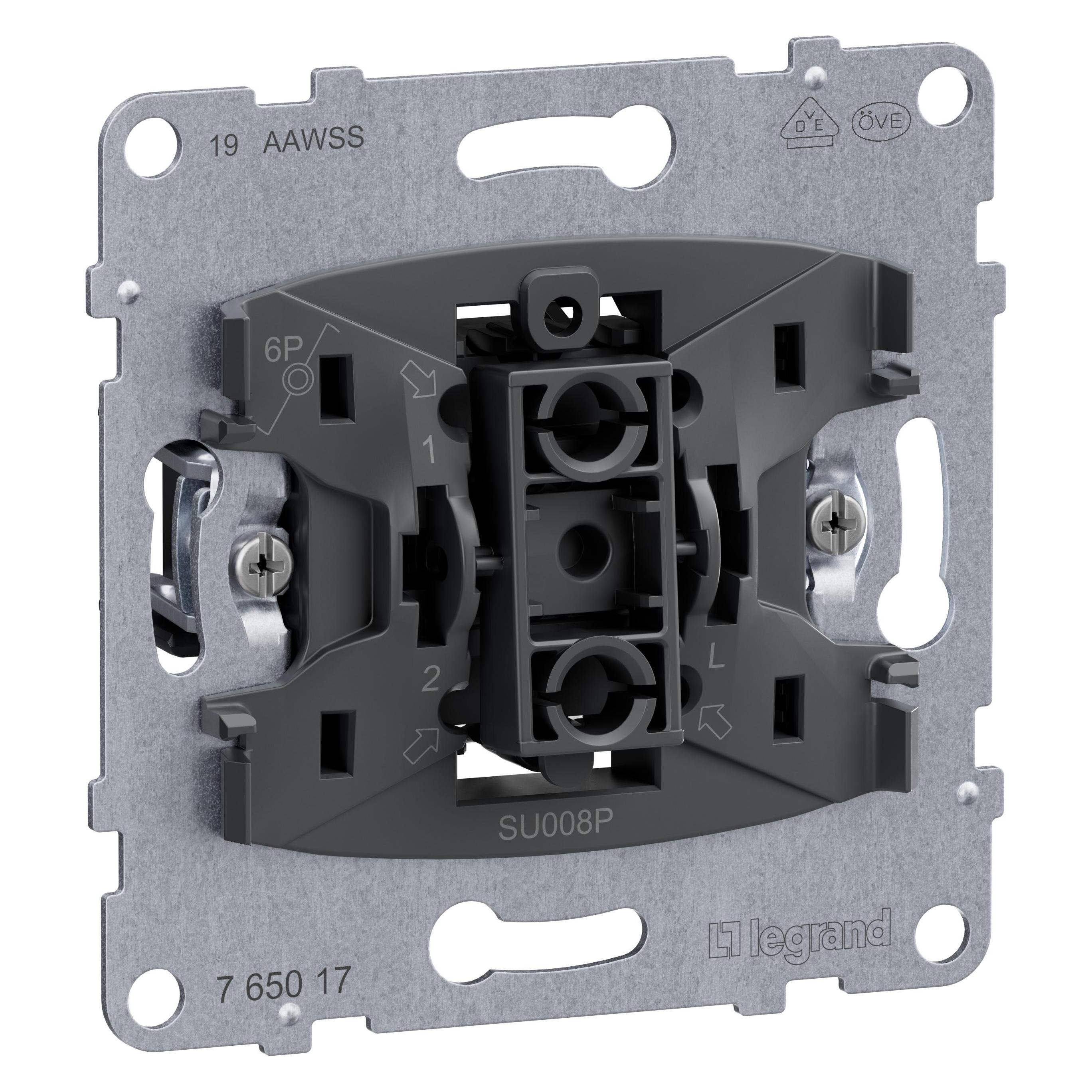 Legrand SEANO Taster-Einsatz mit Wechselkontakt und N-Klemme (765017)