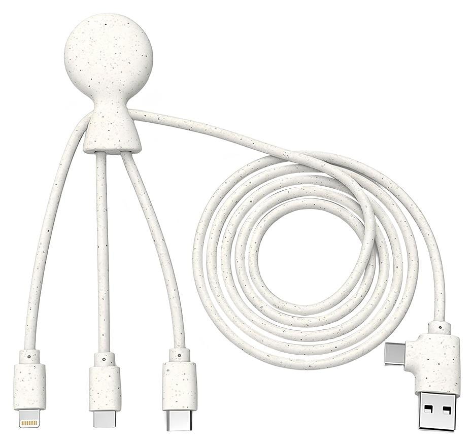 Xoopar XP71024.38LR USB-C + USB-A naar Lightning + micro-USB B + USB-C kabel, wit, 1 meter