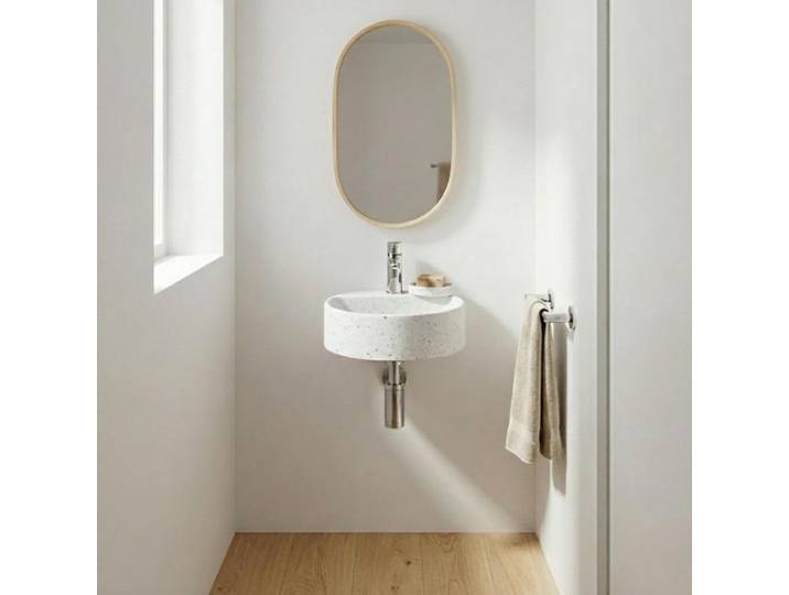 Vasque lave-mains IZIA à suspendre ronde en terrazzo 30cm
