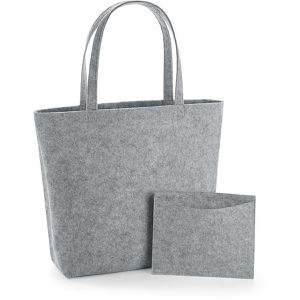 BagBase Einkaufstasche BG721, hellgrau, mit Zubehörtasche, aus Filz, mit Henkeln, 49 x 39 cm