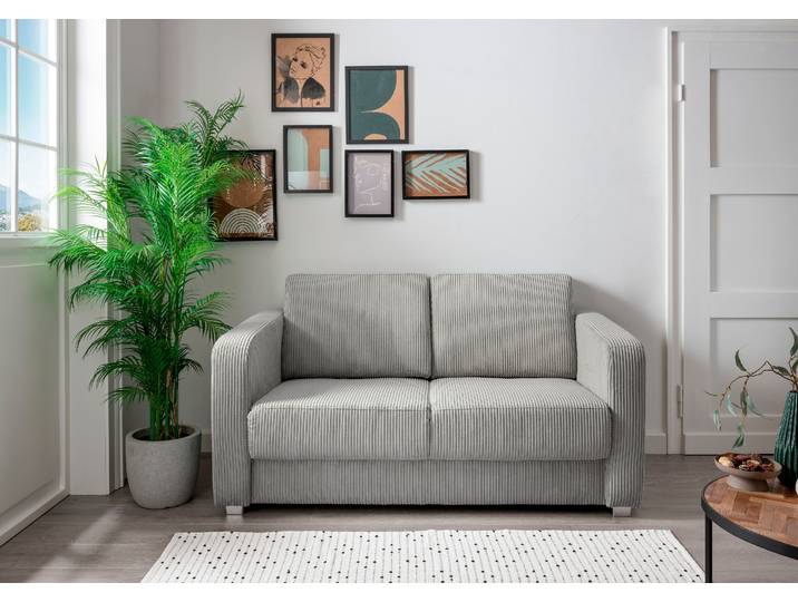 Schlafsofa, 100% Polyester, Silber, 159×87 cm, Ausziehbar, Klassisch, Inosign