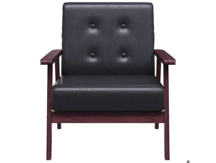 Confortable Fauteuil simple pour salon bureau chaise relax noir similicuir__27599