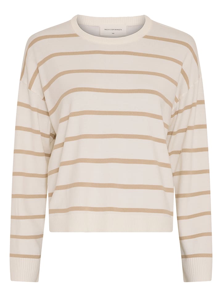MOSS COPENHAGEN Longsleeve "Maura Rachelle" in Weiß/ Beige - M/L