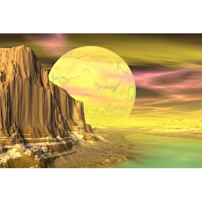 Fototapete PAPERMOON "PLANETEN-FUTURISTISCH WELTRAUM MOND GALAXIE UNIVERSUM", bunt, B:3,5m L:2,6m, Vlies, Tapeten