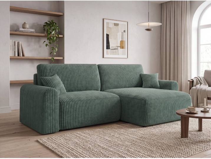 AKTION Ausziehbares beidseitiges Ecksofa NORDEN TILIA 250x140 cm, grün II. Wahl