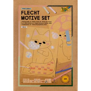 Folia Bastelset 70272 Flechtmotive Set, Waldtiere, A4, 24 Flechtbögen, 200 Flechtstreifen & 1 Webnadel