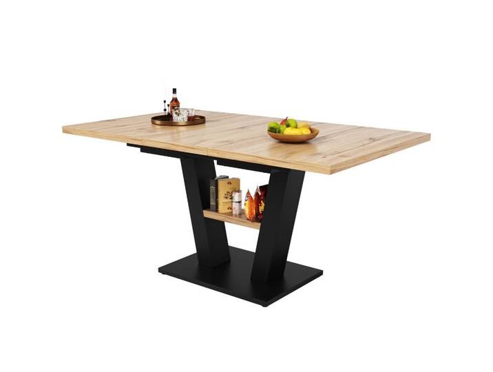 ESSTISCH Schwarzes und natürliches Holz 157/70/75 cm