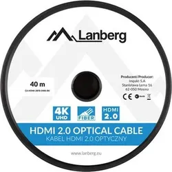 Lanberg HDMI (Typ A) — HDMI (Typ A) (40 m), Videokabel, Schwarz, Silber