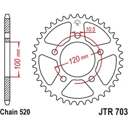 JT, Motorrad Zubehör, Hinterradritzel 4396 42 APRILIA RSV 1000 Meilen '98-'03 (Kettenumrüstung 520) TUAREG 660 '21-'24