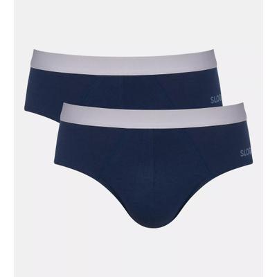 Slip SLOGGI "men GO ABC 2.0 Brief 2P", Herren, Gr. M, Single Jersey, blau (navy), Single Jersey, Obermaterial: 95% Baumwolle, 5% Elasthan, körpernah, Unterhosen Slip, moderne bequeme Basics
