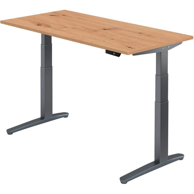 HAMMERBACHER VXBHM16/R/GG elektrisch höhenverstellbarer Schreibtisch 65,0 - 130,0 cm - elektrisch Asteiche / grafit
