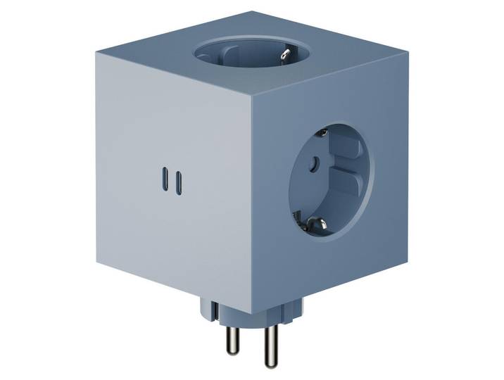 Avolt Steckdosenwürfel Square 2, Pastellblau, Kunststoff, 7.6x7.6x11.3 cm, CE, ohne Kabel, Elektrogeräte, Elektronik-Zubehör, Steckdosen & Stecker