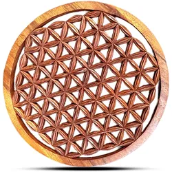 Round Decorative Wooden Flower of Life Panel 30cm