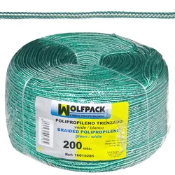 Geflochtenes Polypropylenseil Weiß/Grün (Spule 200 m.)