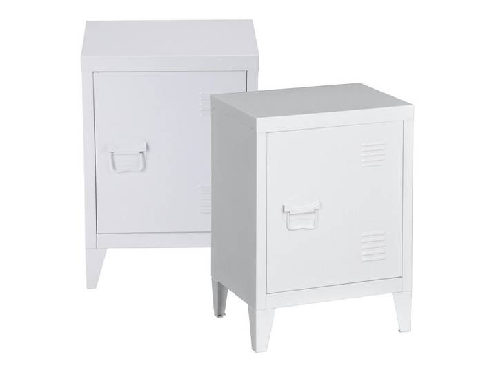 [en.casa] Nachtschrank-Set 2 Tlg. Inari, Weiß, Metall, 40x57x30 cm, Schlafzimmer, Nachtkästchen