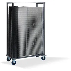 Feros Budget Transportwagen für bis zu 50 budget stühle, Hammerschlag, 113x47x180cm (BxTxH), T90200