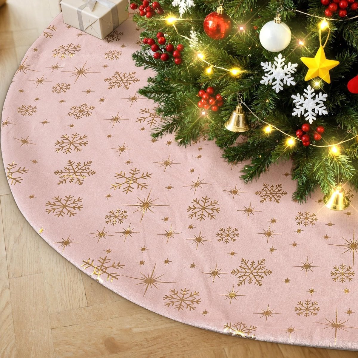 Brenzoos Kerstboomrok met sneeuwvlokken design, fluweel, 90 cm