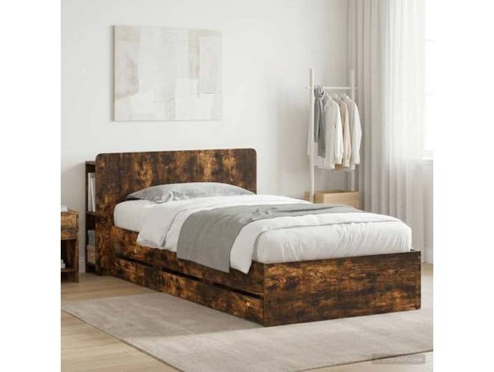 RJPLMFV Bettgestell mit Aufbewahrung, 100 x 200 cm Holz aus Holz, integrierte Schubladen, modernes Design, robuste Konstruktion