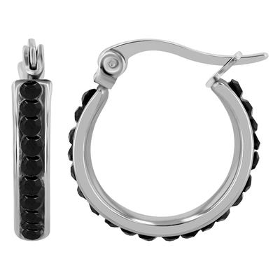 Paar Creolen ADELIA´S "Ohrringe – Creole aus Edelstahl mit Strass Steinchen", Damen, Gr. Damen, Edelstahl, silber, Ohrringe, Ideal zum Verschenken – schlicht und stilvoll