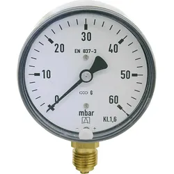 Kapselfedermanometer,Edelstahl, KP 63.1 DN8 1/4"radial 0-25mbar