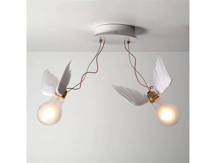 Ingo Maurer Designer Deckenlampe Lucellino Doppio, dimmbar, weiß / opal, für Wohn- / Esszimmer, Design, Deckenlampe