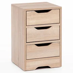 NACHTTISCH 3 Schubladen Modern Kratzfest Wasserabweisend, Beige 31x31x49 cm