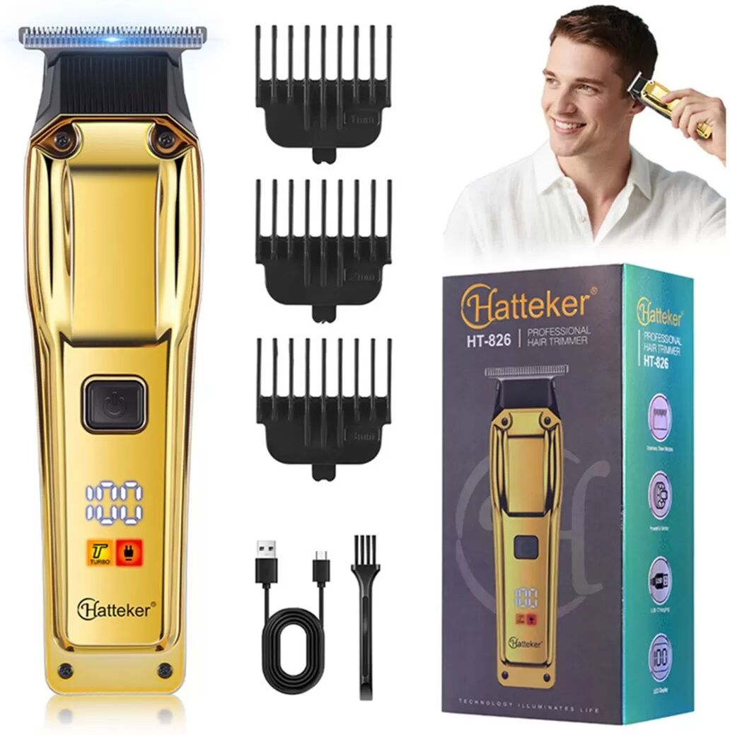 INF LCD Digitalanzeige USB Wiederaufladbare Haarschneidemaschine - Professioneller Kabelloser Haartrimmer Gold