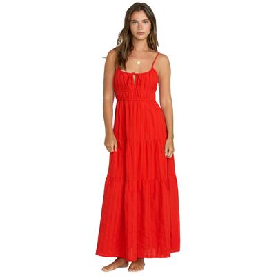 Maxikleid BILLABONG "Red Aloha", Damen, Gr. XS, US-Größen, Kurzarm, rot (rot aloha), [ Fabric] Cotton, Kleider Maxikleid