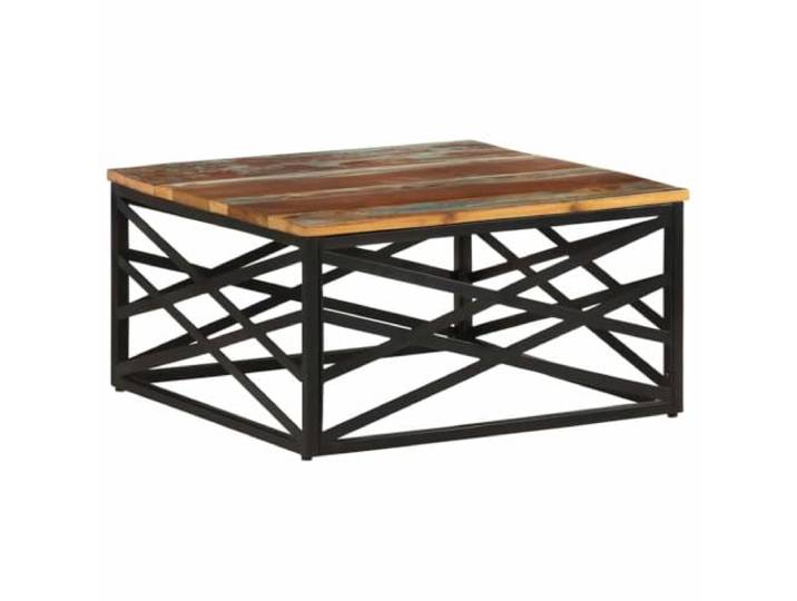 LPERTGFHU Couchtisch Altholz Massiv-Holz 68x68x35 cm Wohnzimmertisch Handgefertigt, Industrieller Stil, Umweltfreundlich, Robustes Stahlgestell
