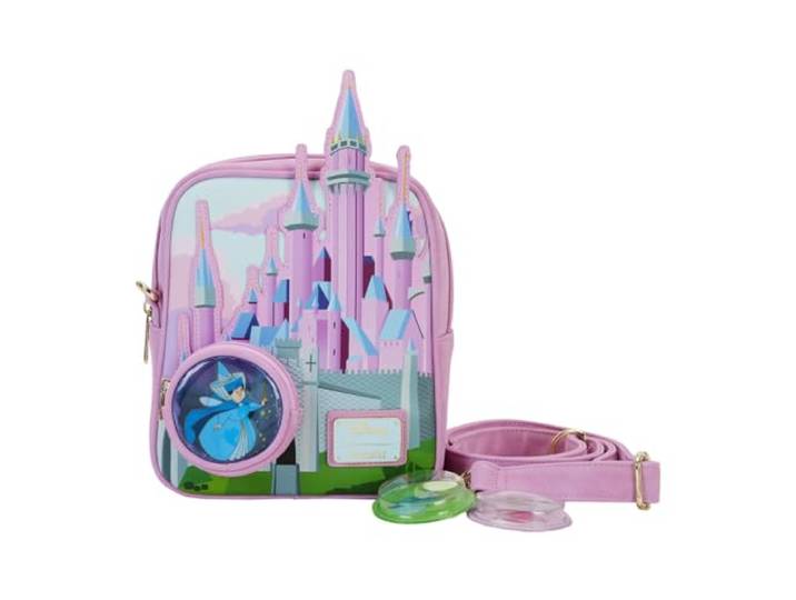 Loungefly Doornroosje Kasteel Drie Goede Feeën Gebrandschilderd Glas Crossbody Tas, multi, Crossbody